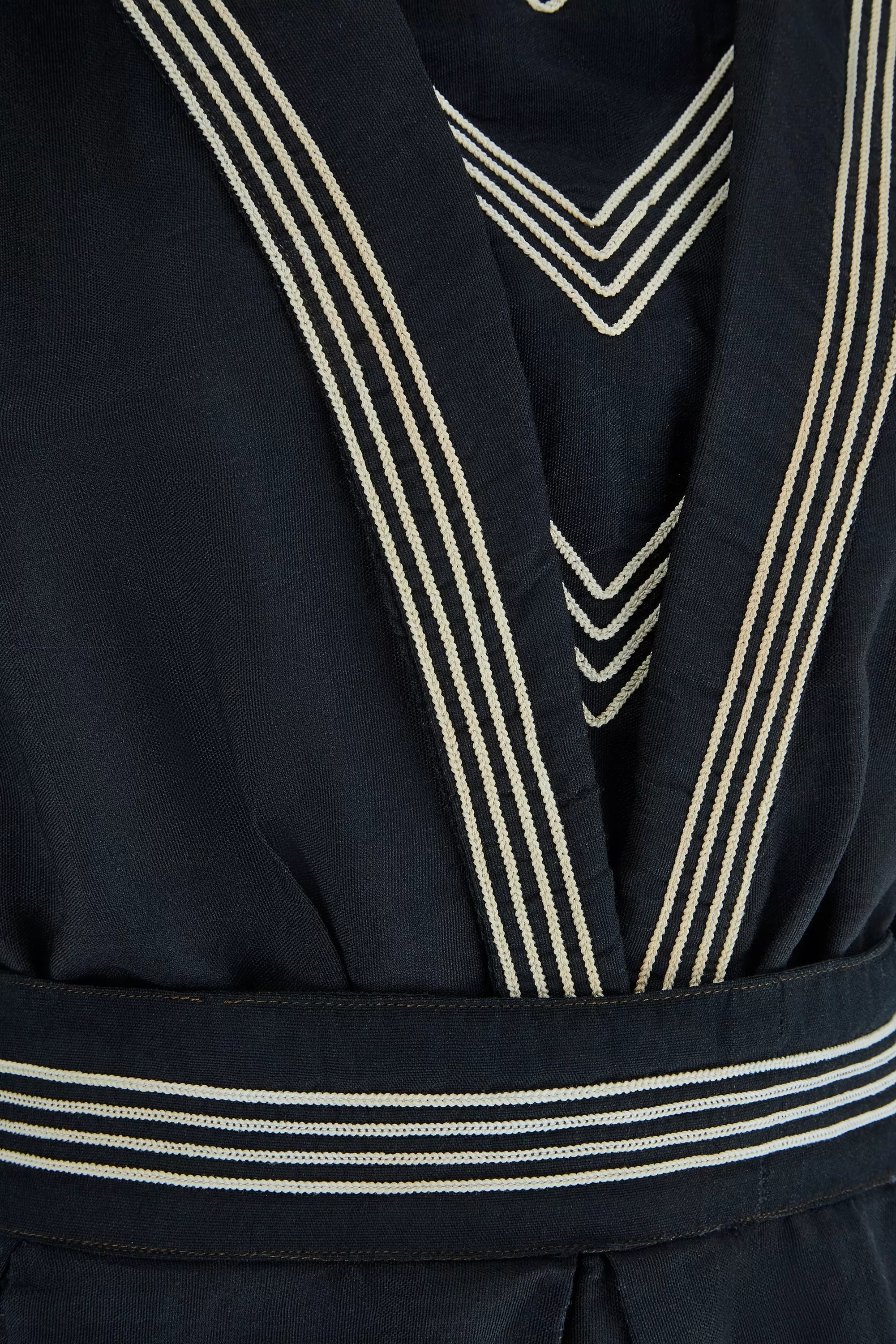 1900s Edwardian Navy and Cream Cotton Bathing Suit