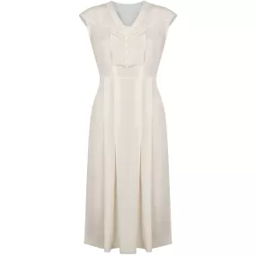 1920s Art Deco Ivory Silk Shirtwaister Dress