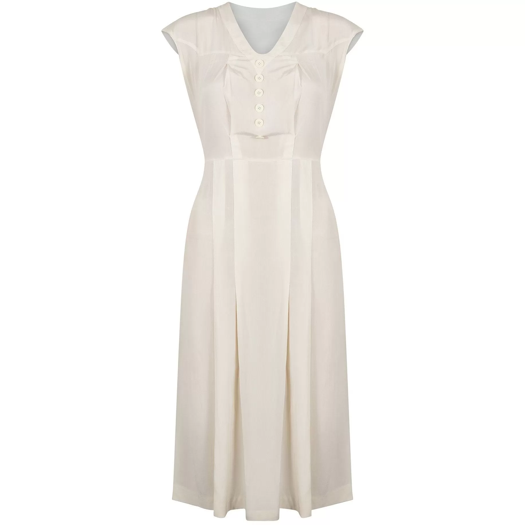 1920s Art Deco Ivory Silk Shirtwaister Dress