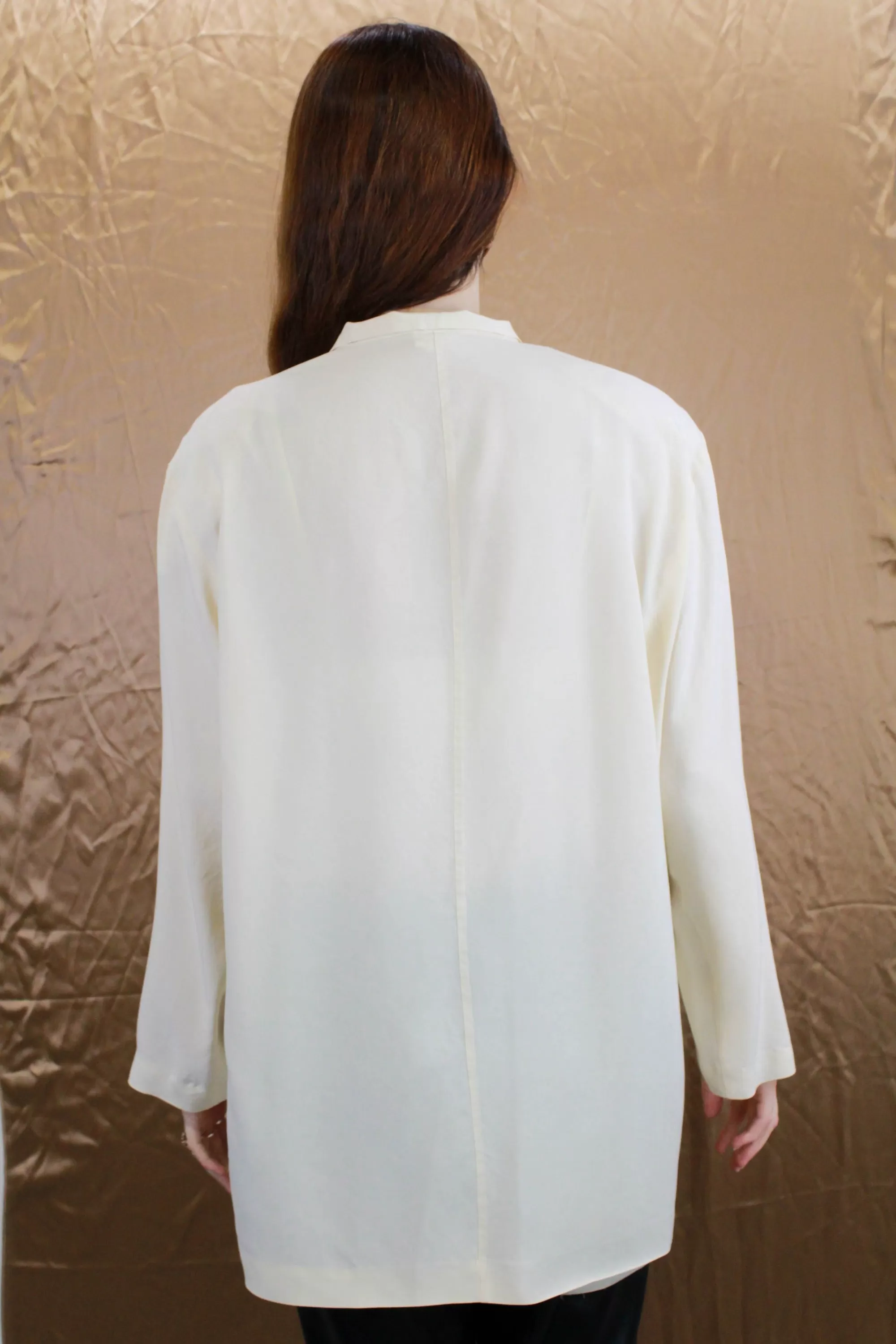 1980s Krizia Cream Silk Shirt-Jacket, Large