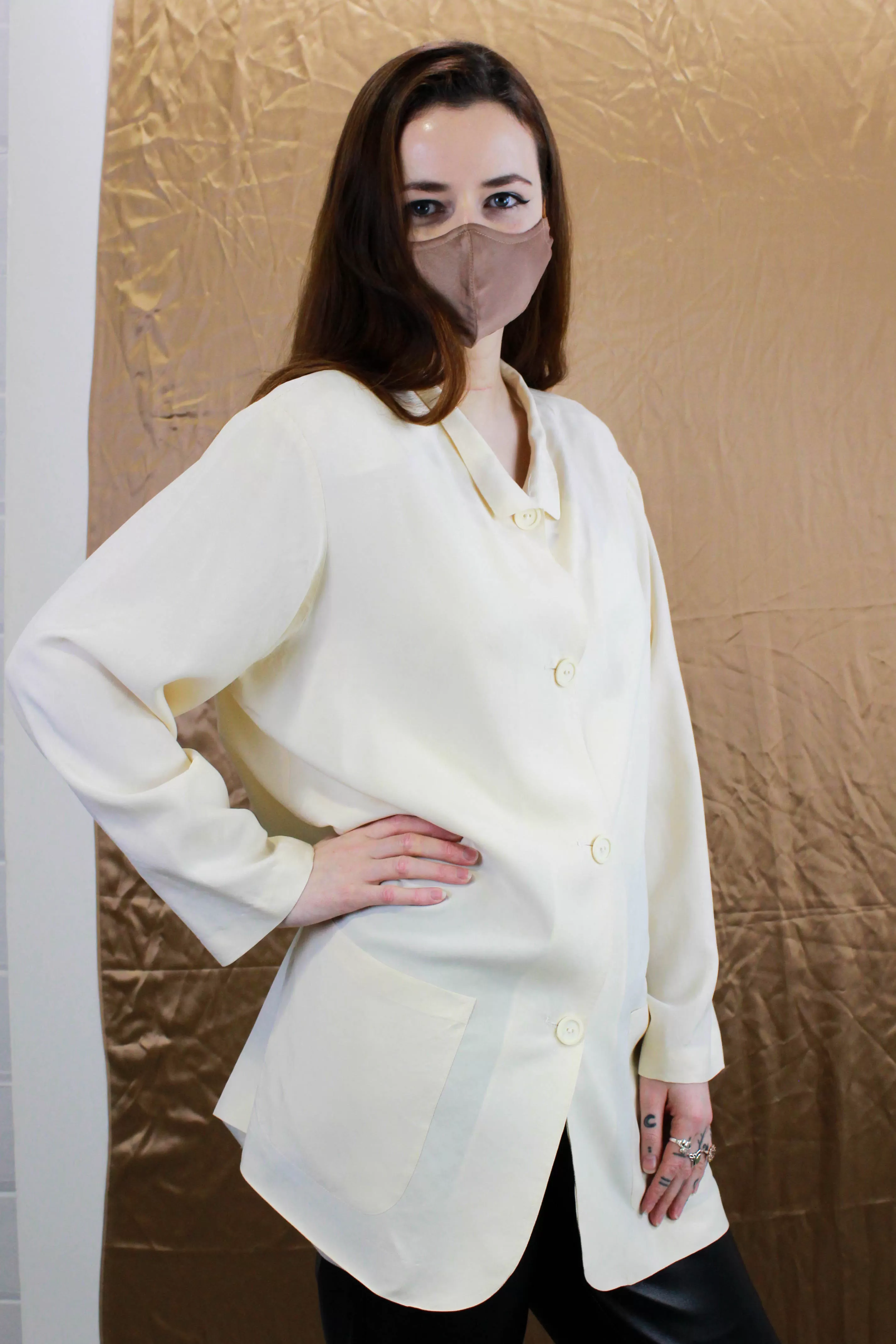 1980s Krizia Cream Silk Shirt-Jacket, Large