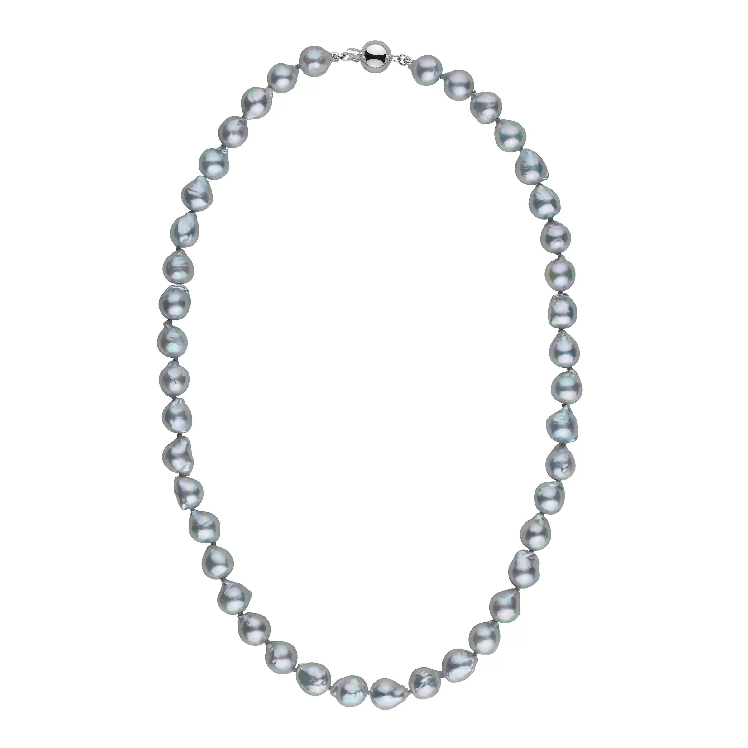 7.0-7.5 mm 18 Inch Silver-Blue Akoya Baroque Pearl Necklace