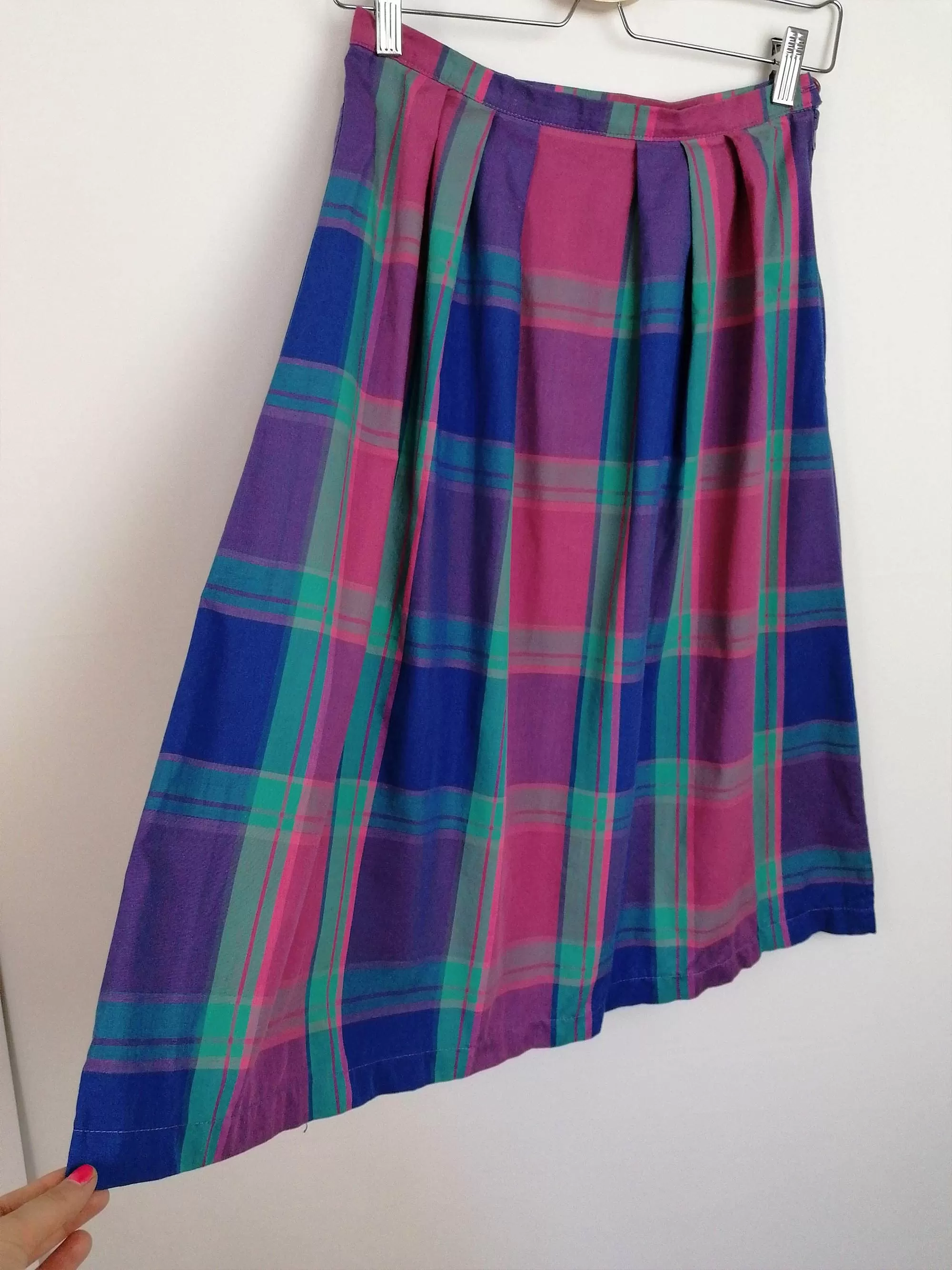 80's Plaid Skirt High Waist - size S-M