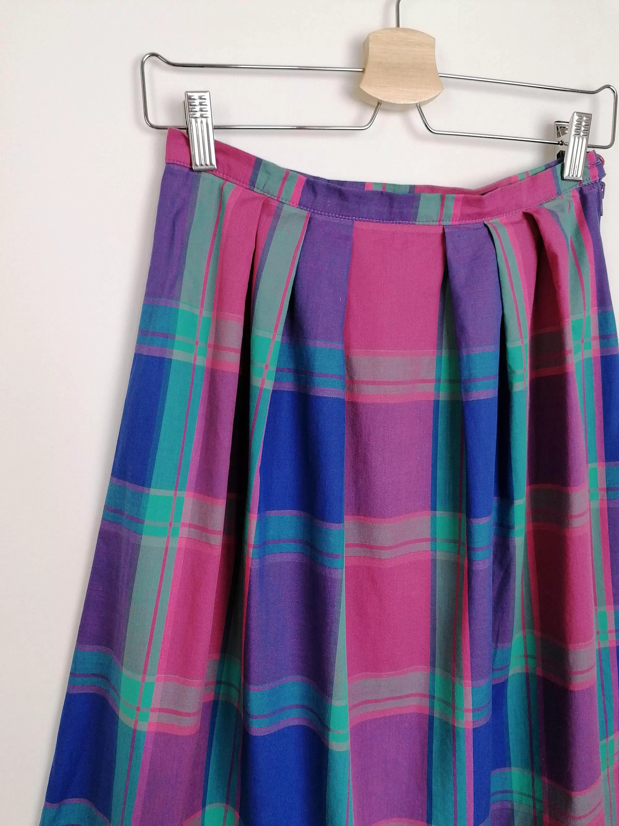 80's Plaid Skirt High Waist - size S-M