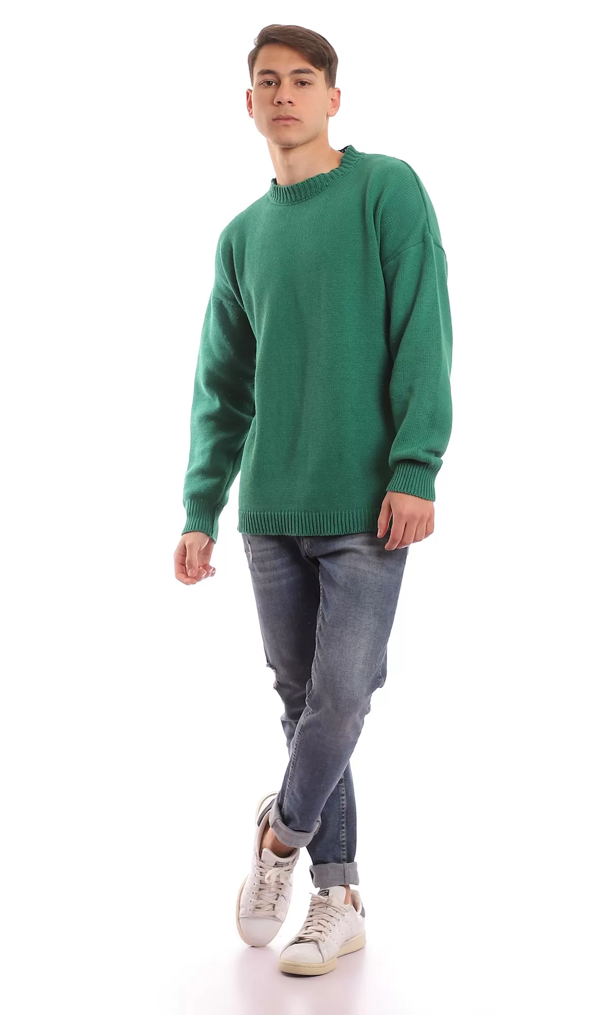 98067 Medium Green Slip On Knitted Pullover