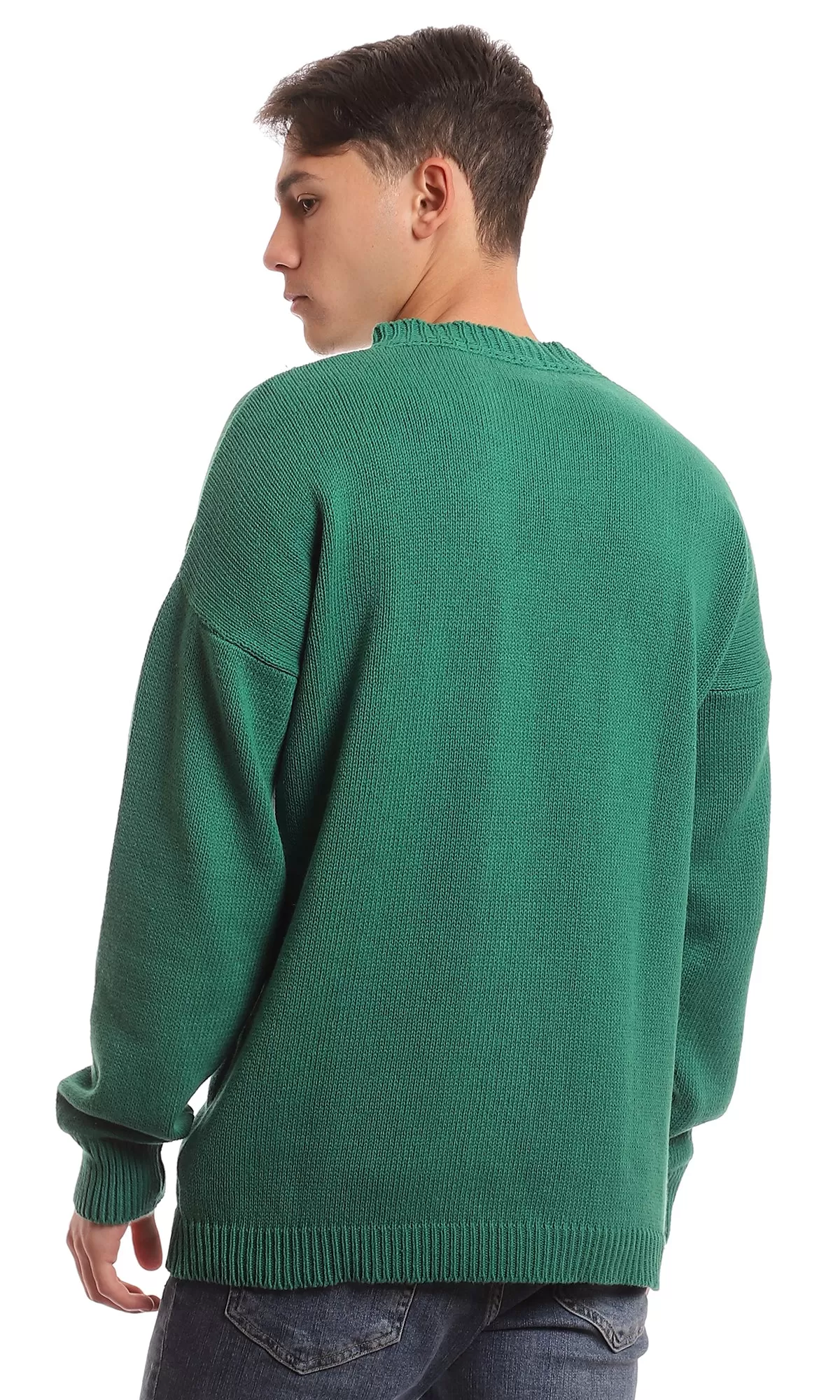 98067 Medium Green Slip On Knitted Pullover