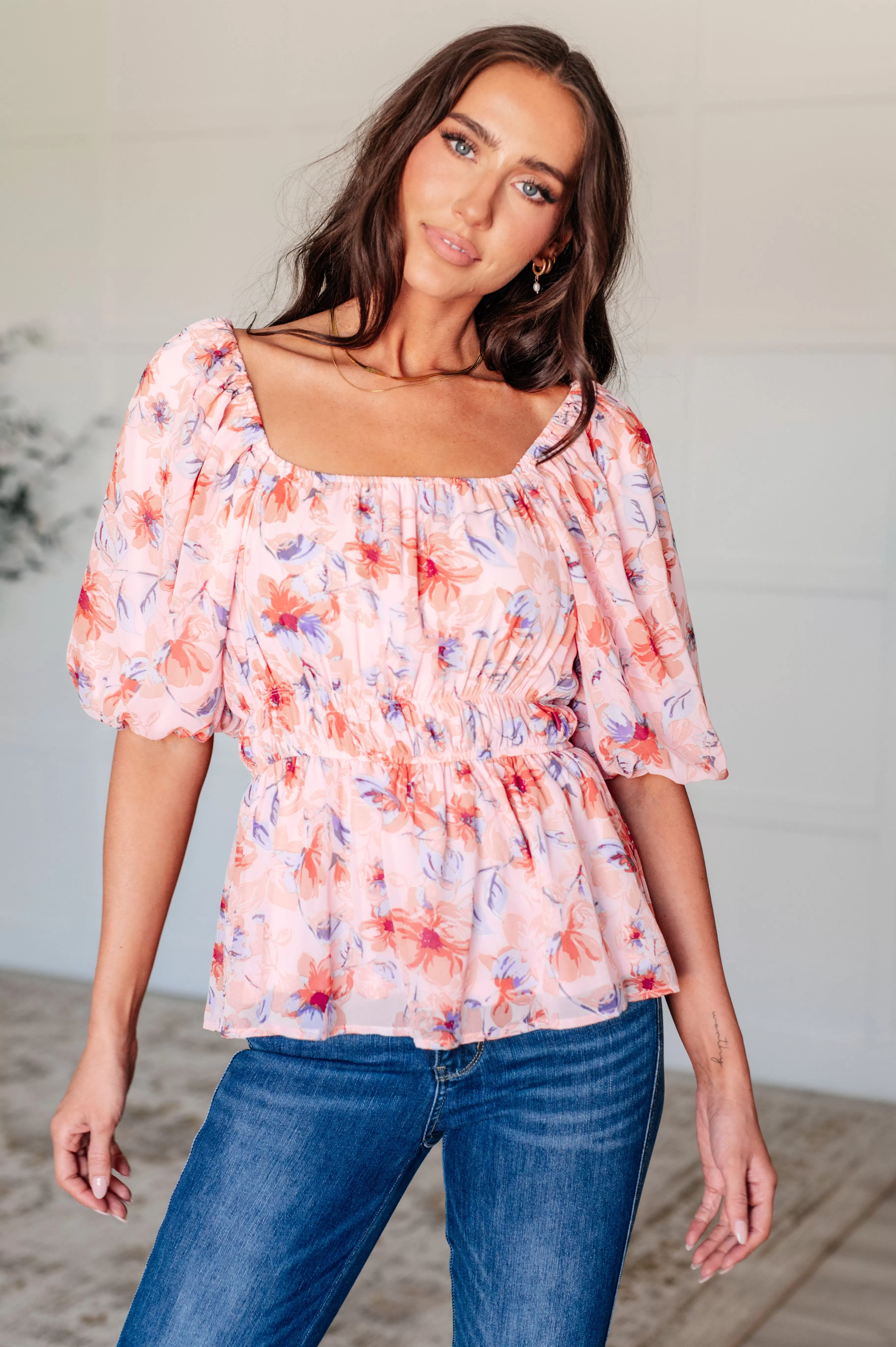 A Powerful Force Square Neck Balloon Sleeve Blouse