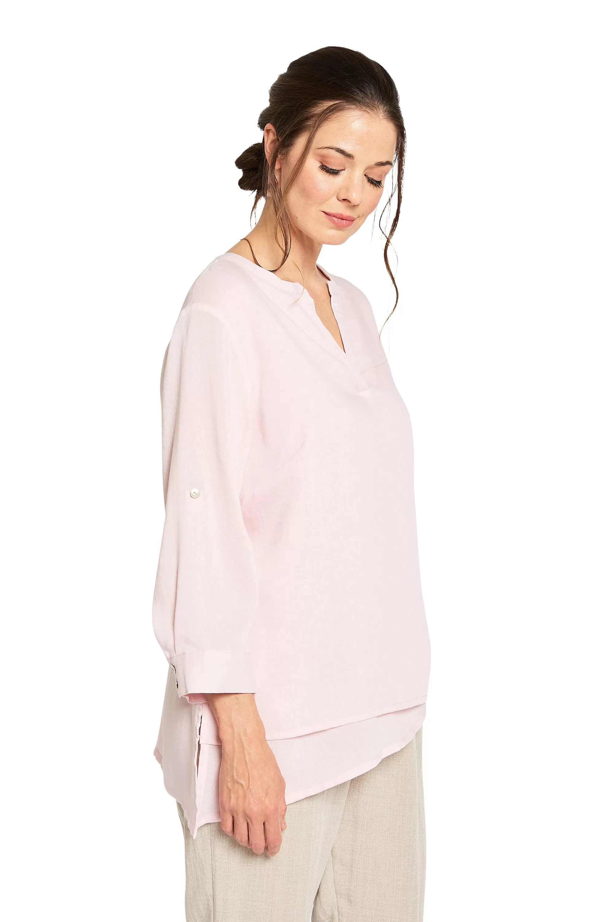 AA300 - Olivia Pullover Linen Blouse