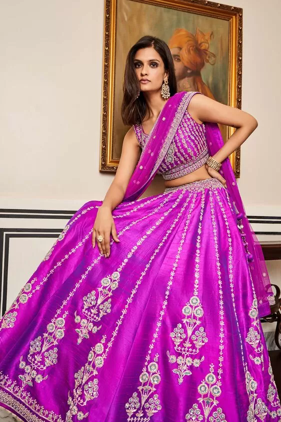 Aadab Lehenga Set - Vivid Violet