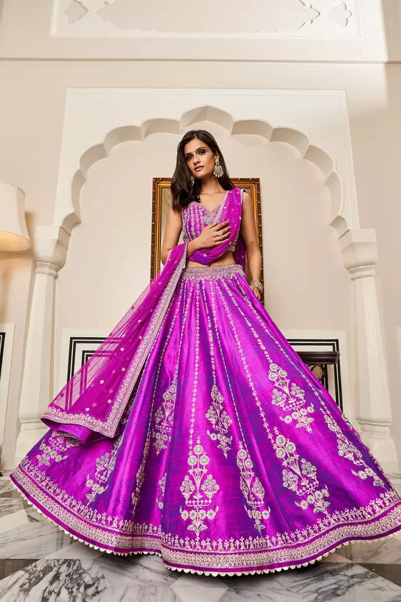 Aadab Lehenga Set - Vivid Violet