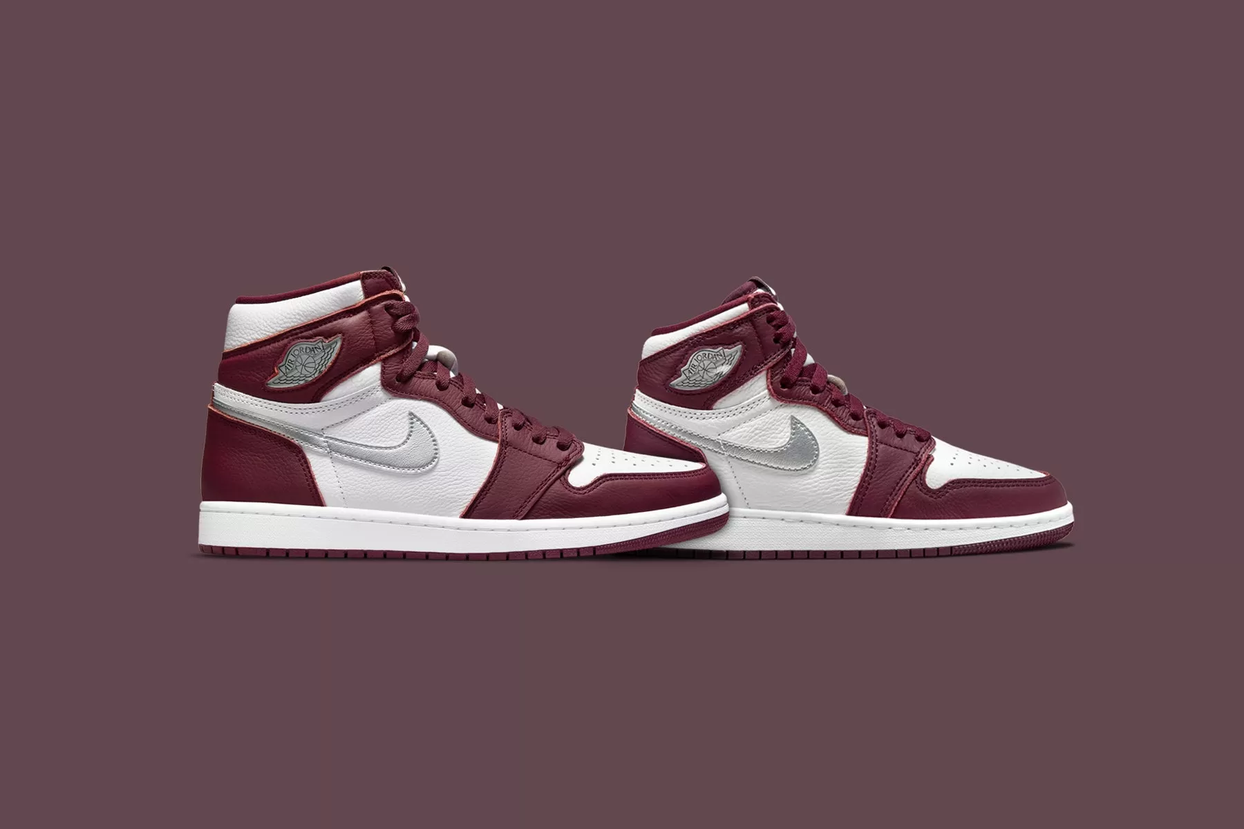 Air Jordan 1 Retro High OG (GS) - Bordeaux/Metallic Silver/White