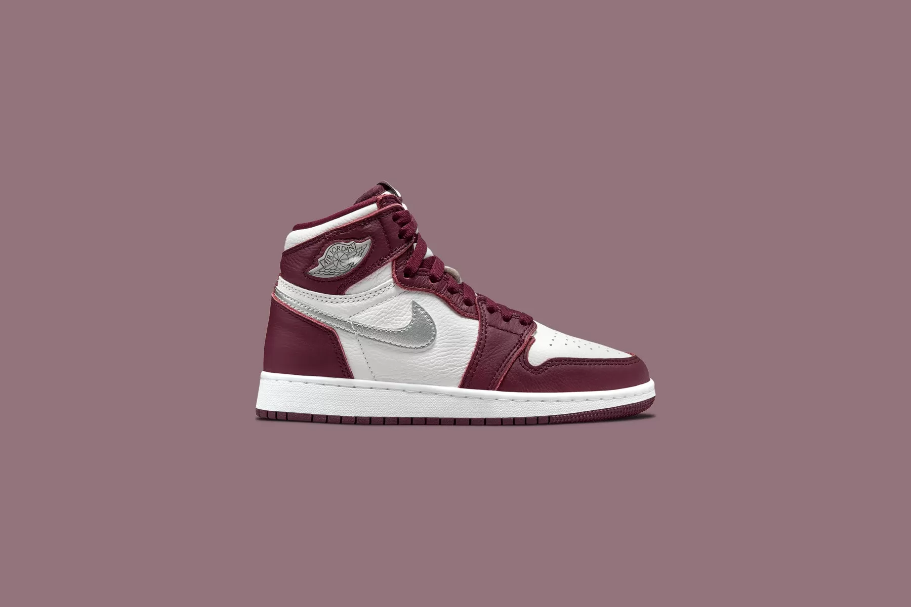 Air Jordan 1 Retro High OG (GS) - Bordeaux/Metallic Silver/White