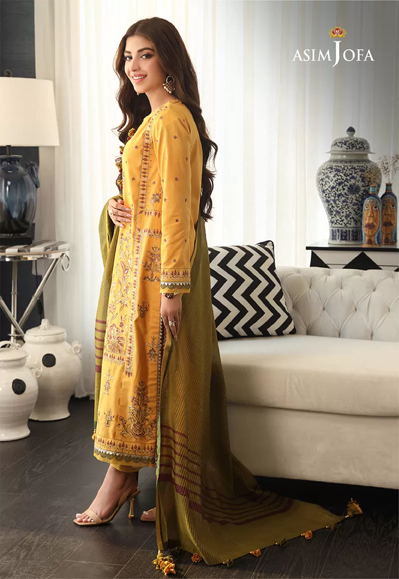 AJAI-12 EMBROIDERED SLUB LAWN 3 PCS