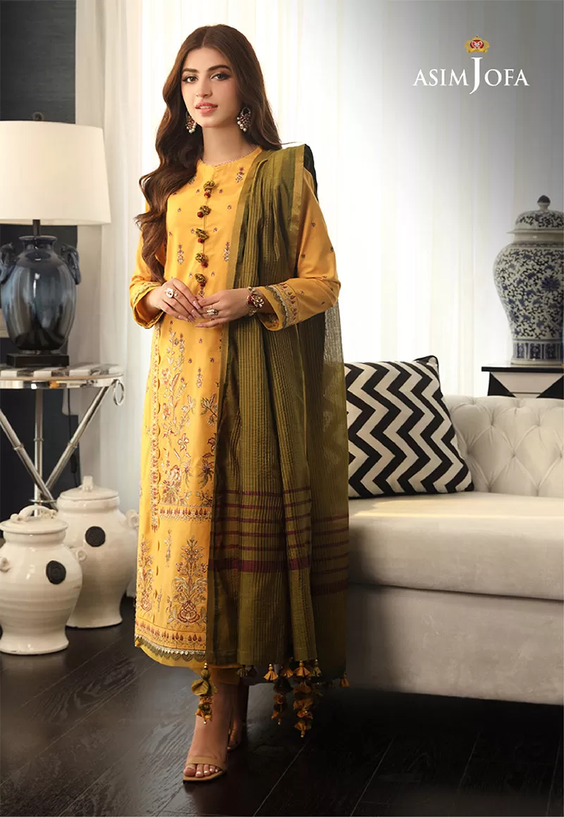 AJAI-12 EMBROIDERED SLUB LAWN 3 PCS