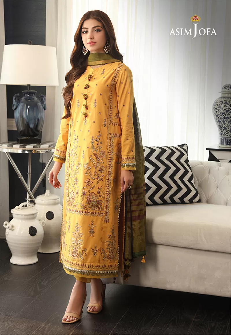 AJAI-12 EMBROIDERED SLUB LAWN 3 PCS