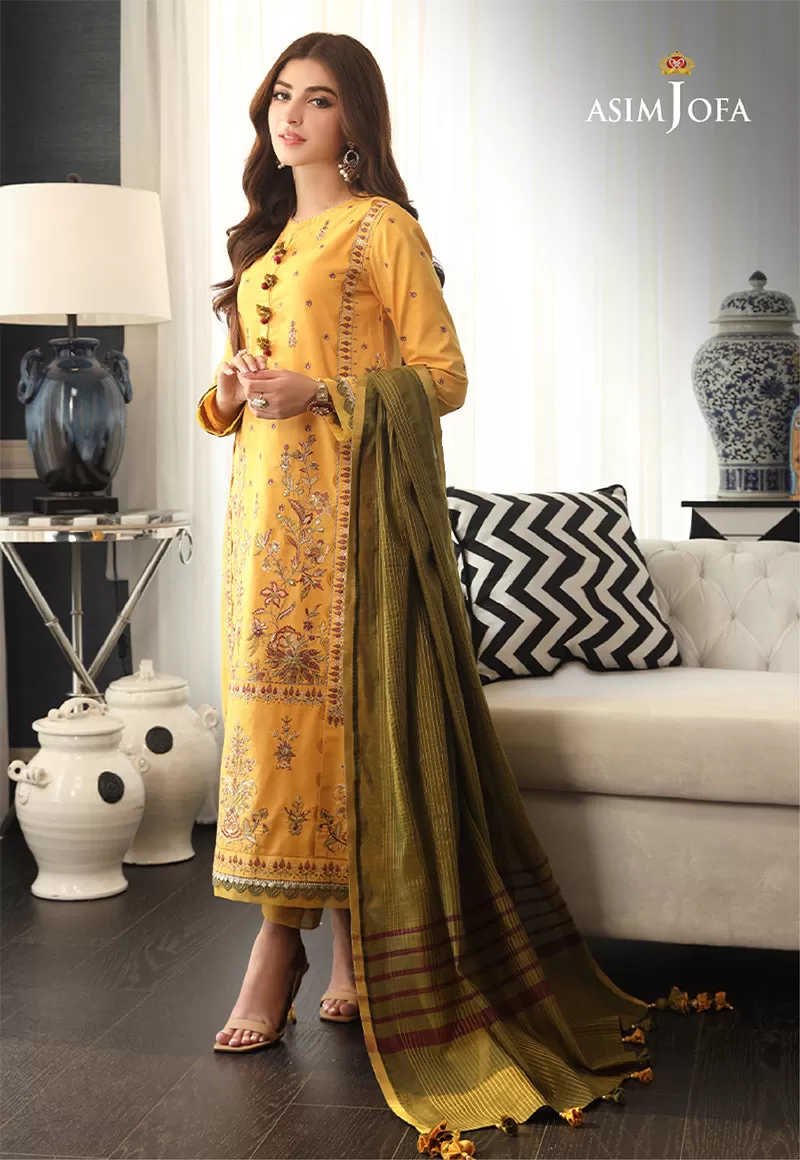 AJAI-12 EMBROIDERED SLUB LAWN 3 PCS