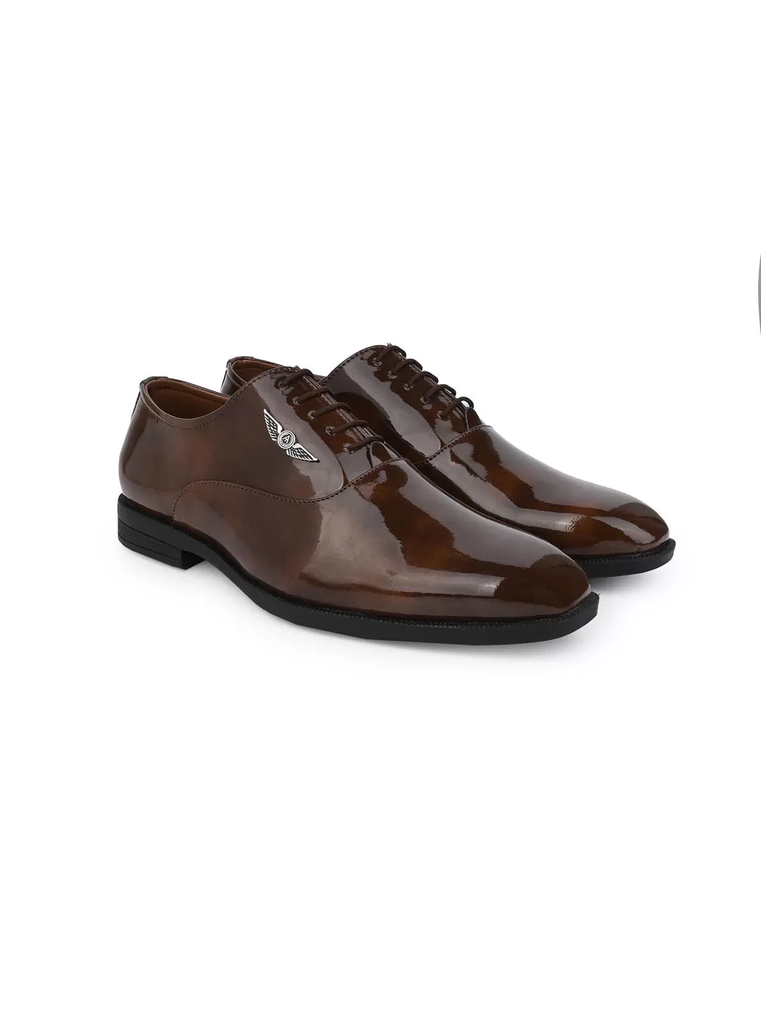 Alberto Torresi Tan Patent Lace up Formal Shoes