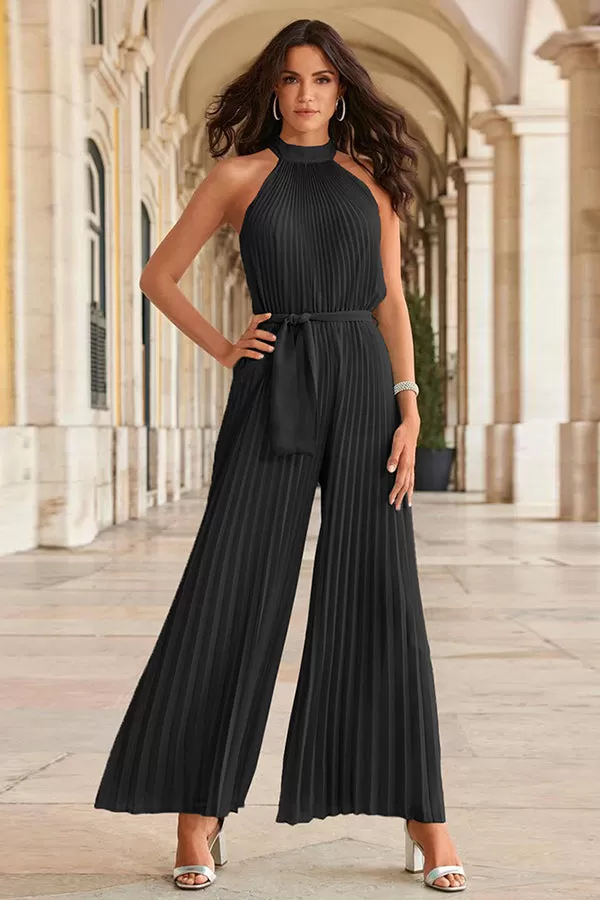 All The Feels Halter Neck Pleated Jumpsuit