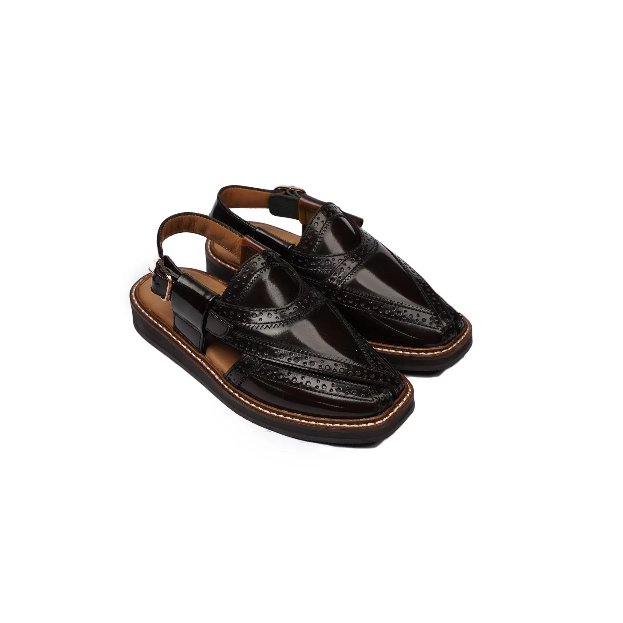 Alvino - Kid's Dark Brown Box Leather High Shine Sandal (5-12 Years Old)