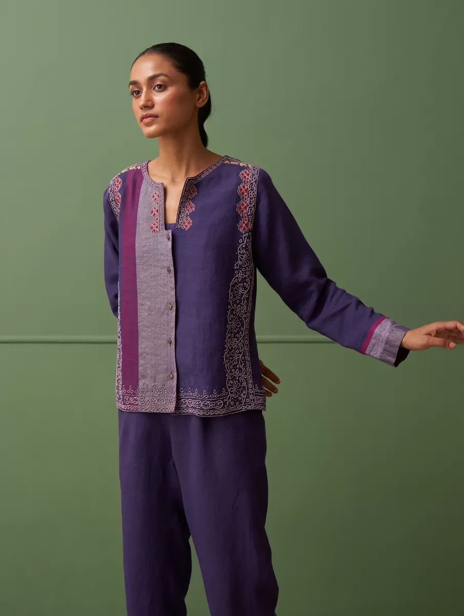 Amira Hand-Embroidered Jacket - Byzantium