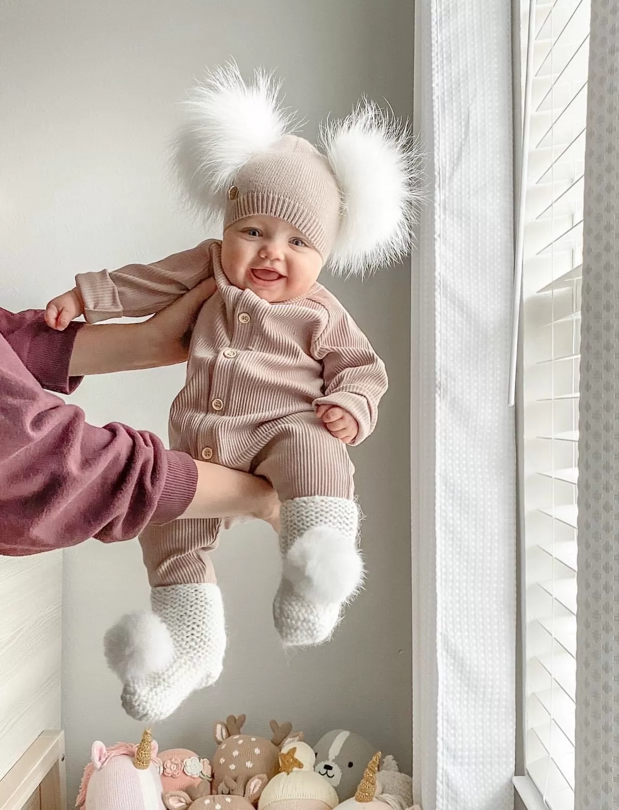 Angora Pom Pom Booties