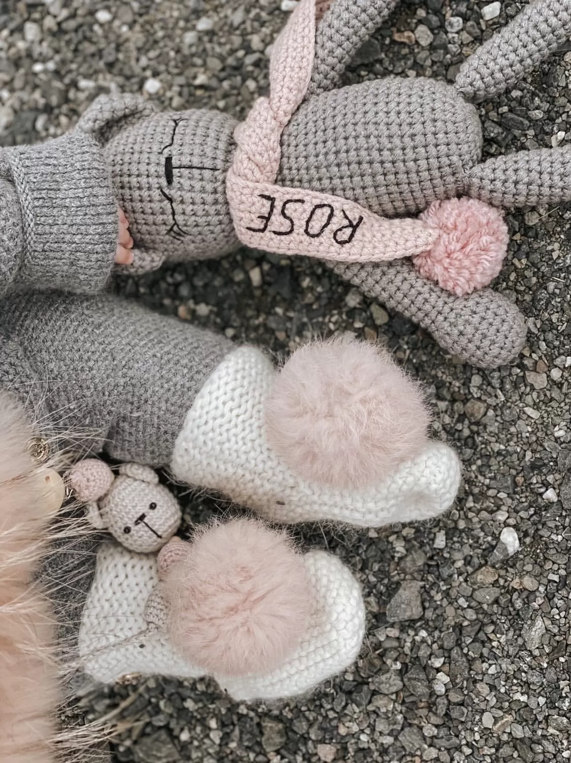 Angora Pom Pom Booties