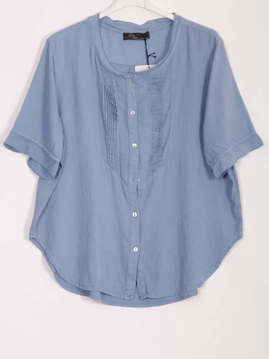 Anne   Kate Italian Sicily Pleated Linen Blend Top