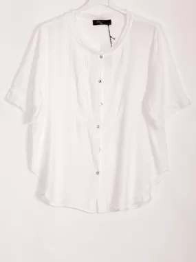 Anne   Kate Italian Sicily Pleated Linen Blend Top