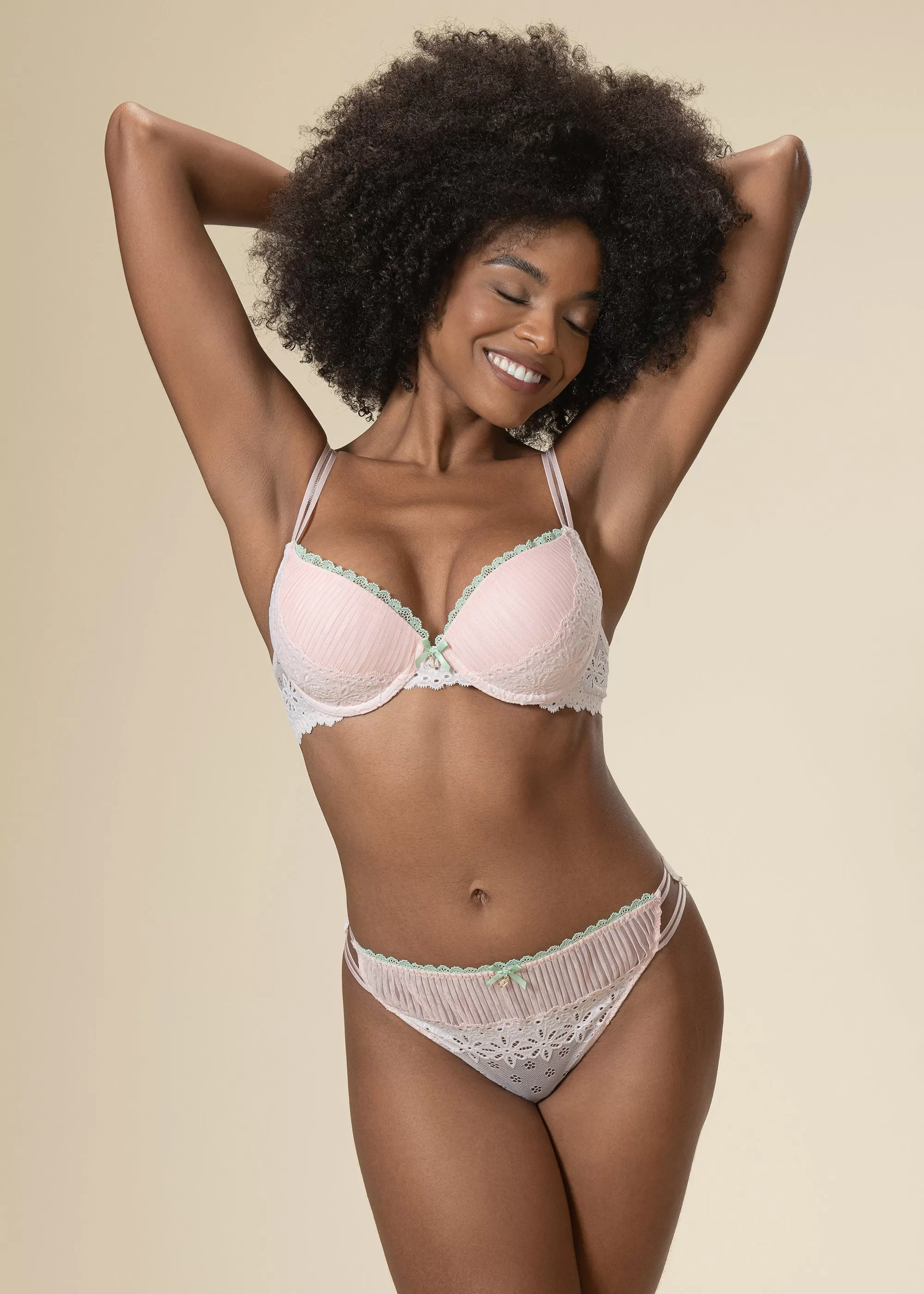 ANNIE Seductive Underwired Demi Pink Lace Bra