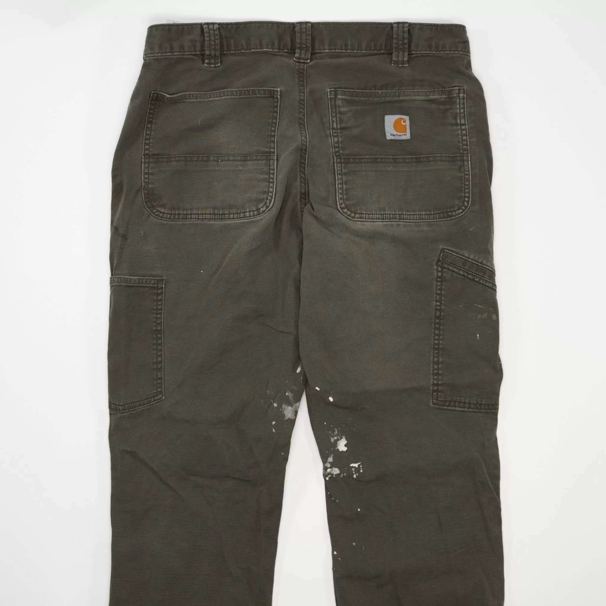 Army Green Carhartt Paint Splashed Double Knee Pants (34 x 32)