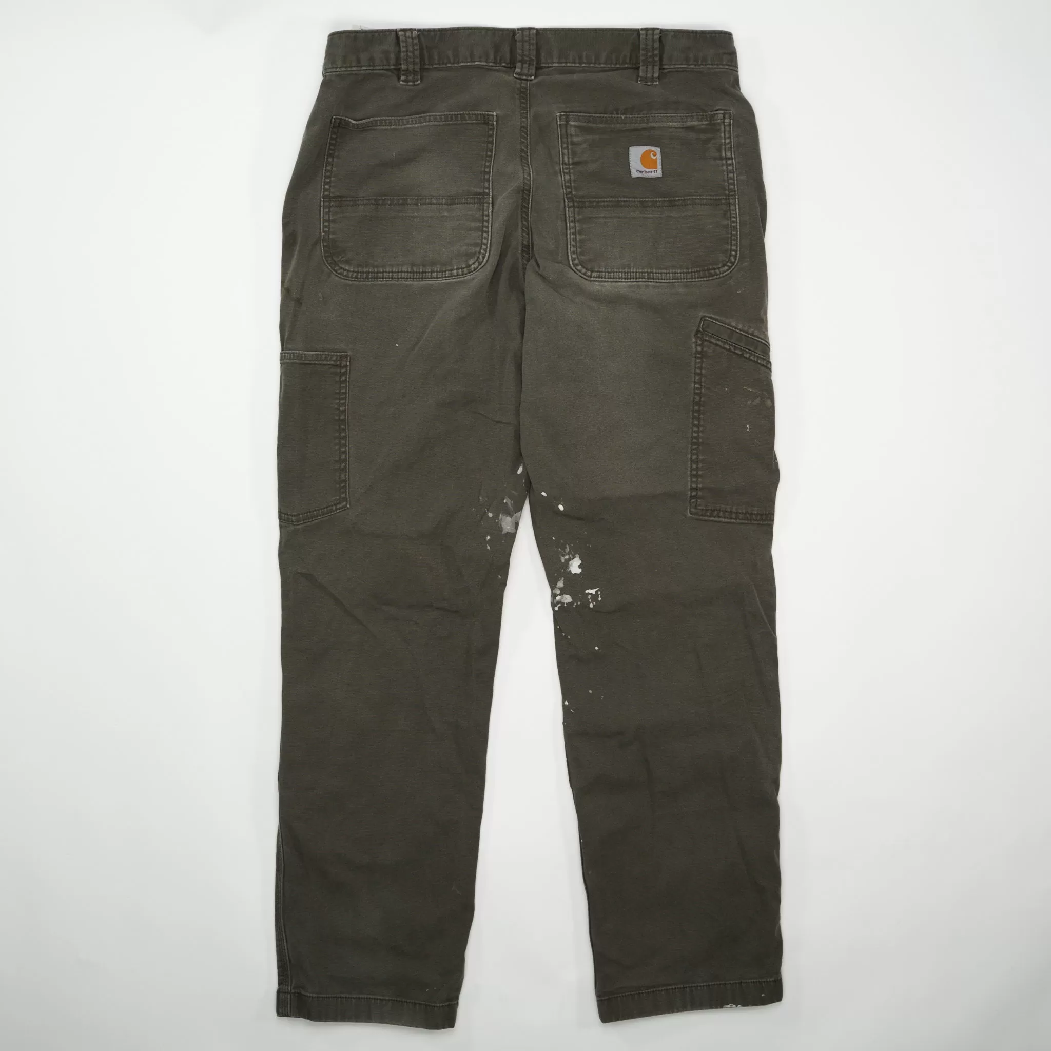 Army Green Carhartt Paint Splashed Double Knee Pants (34 x 32)