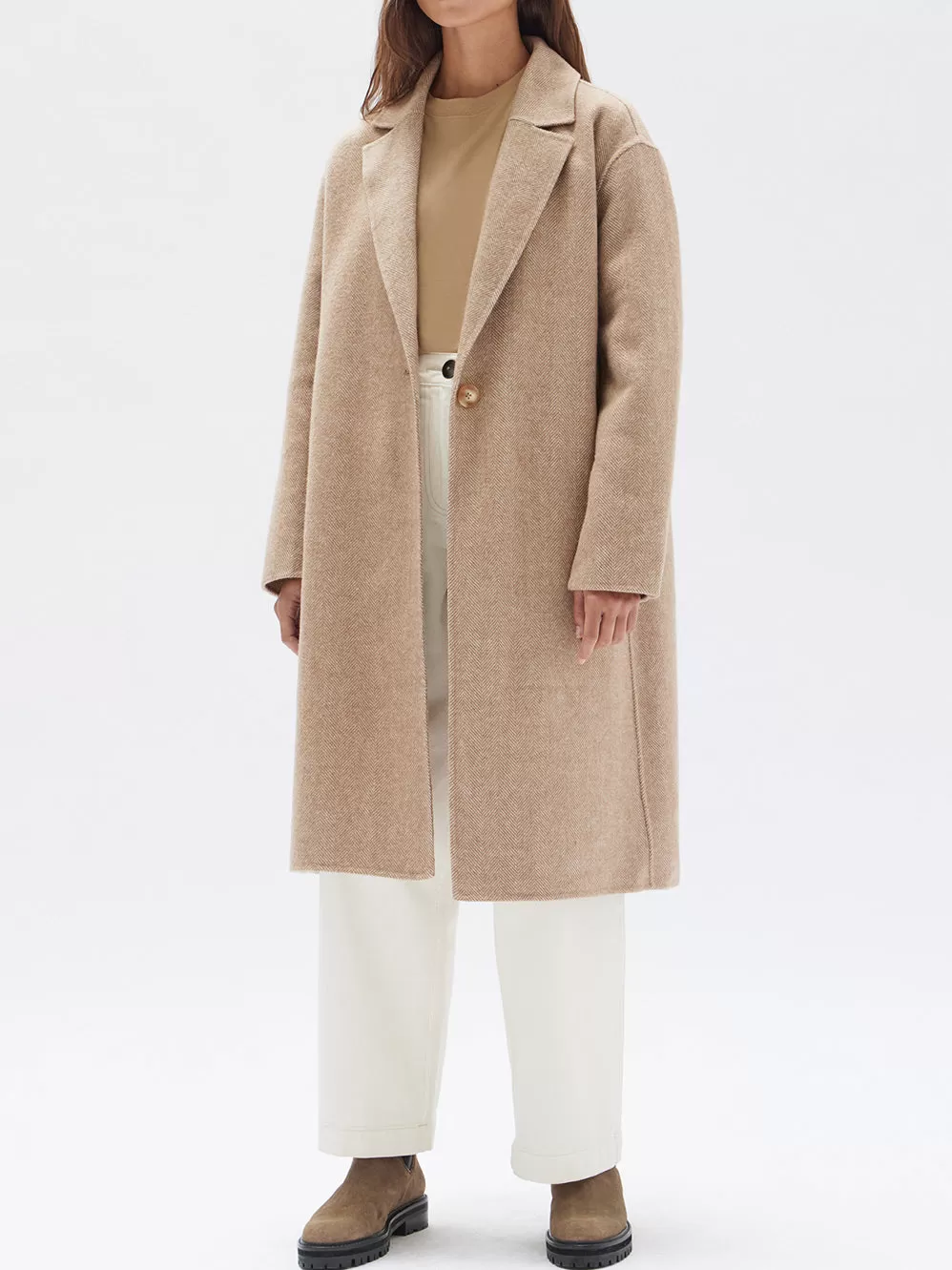 ASSEMBLY LABEL THEA WOOL HERRINGBONE COAT