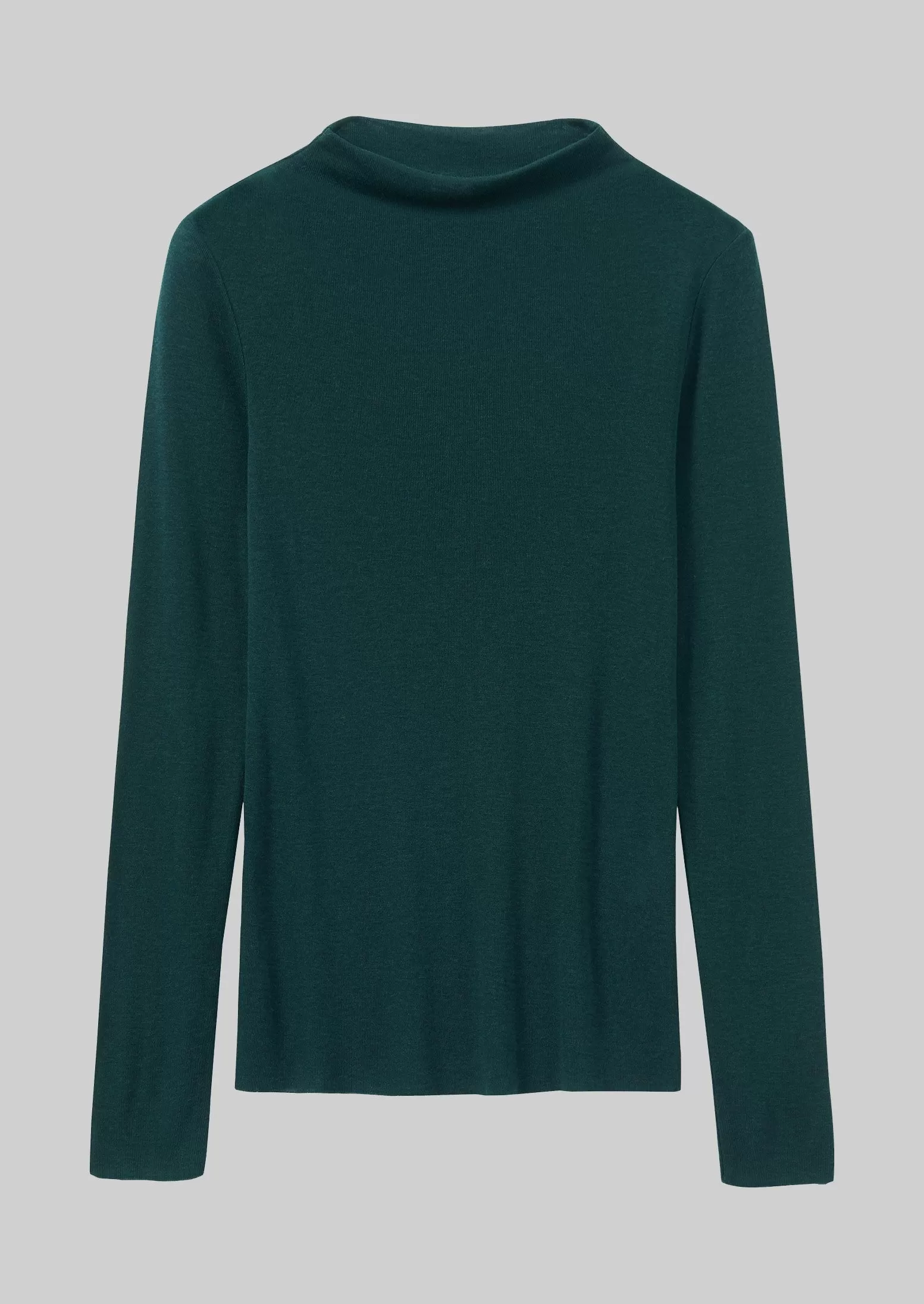 Aster Wool Lyocell High Neck Tee | Dark Green