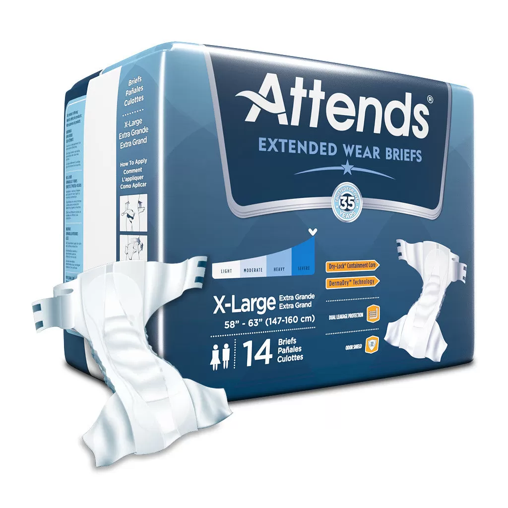 Attends Extended Wear Briefs, Severe Absorbency