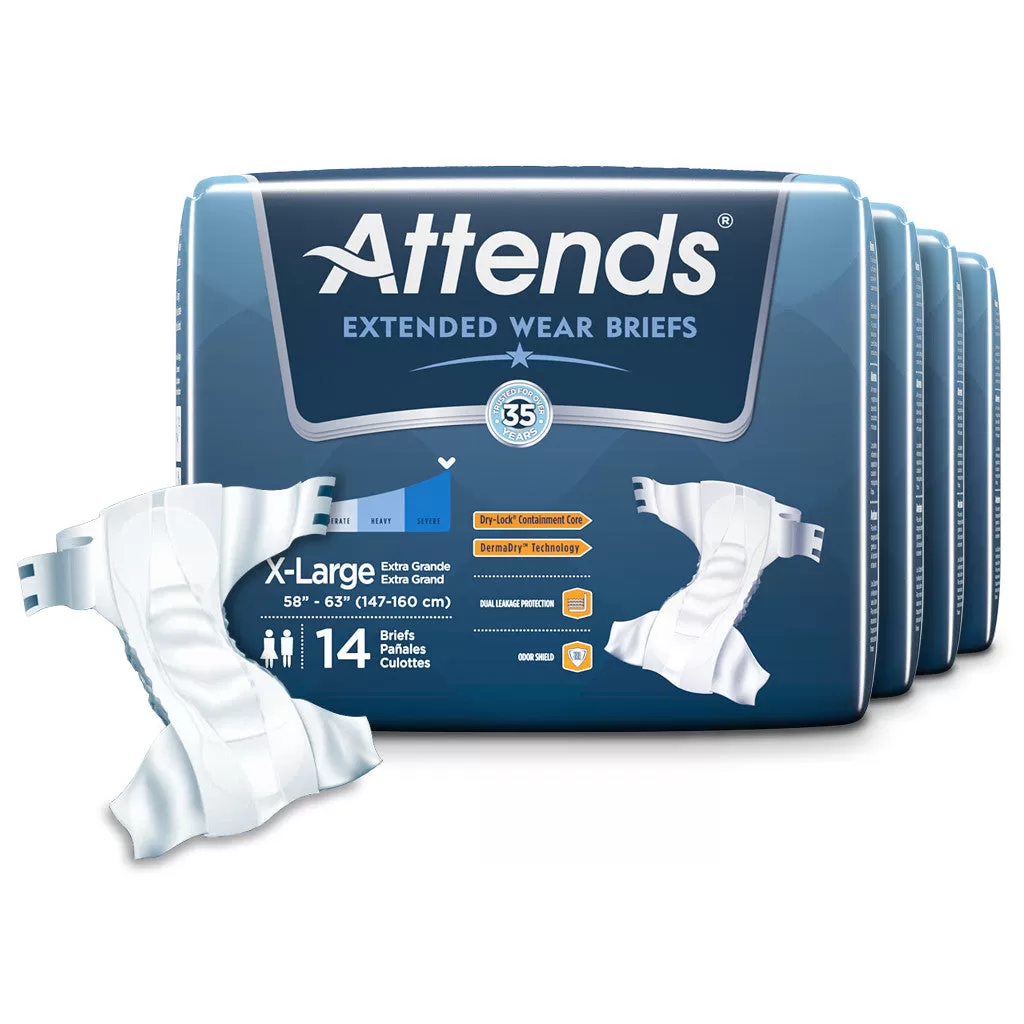 Attends Extended Wear Briefs, Severe Absorbency