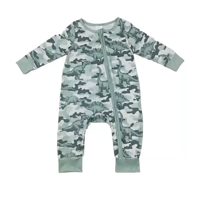 Baby Romper - Boys - Zip - Camo Dinosaurs Western Unisex