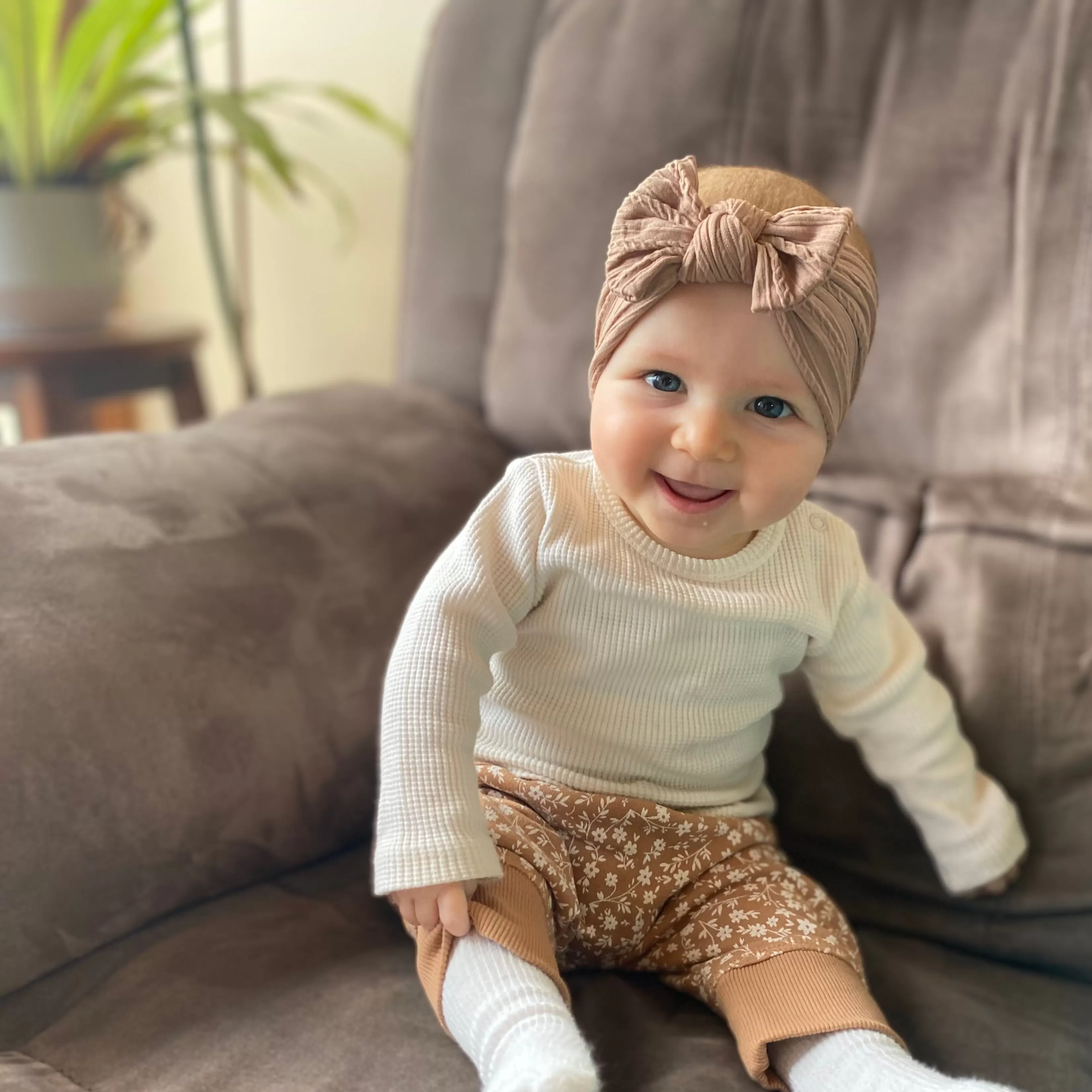 Baby Top Knot Single Bow Headband Cherry