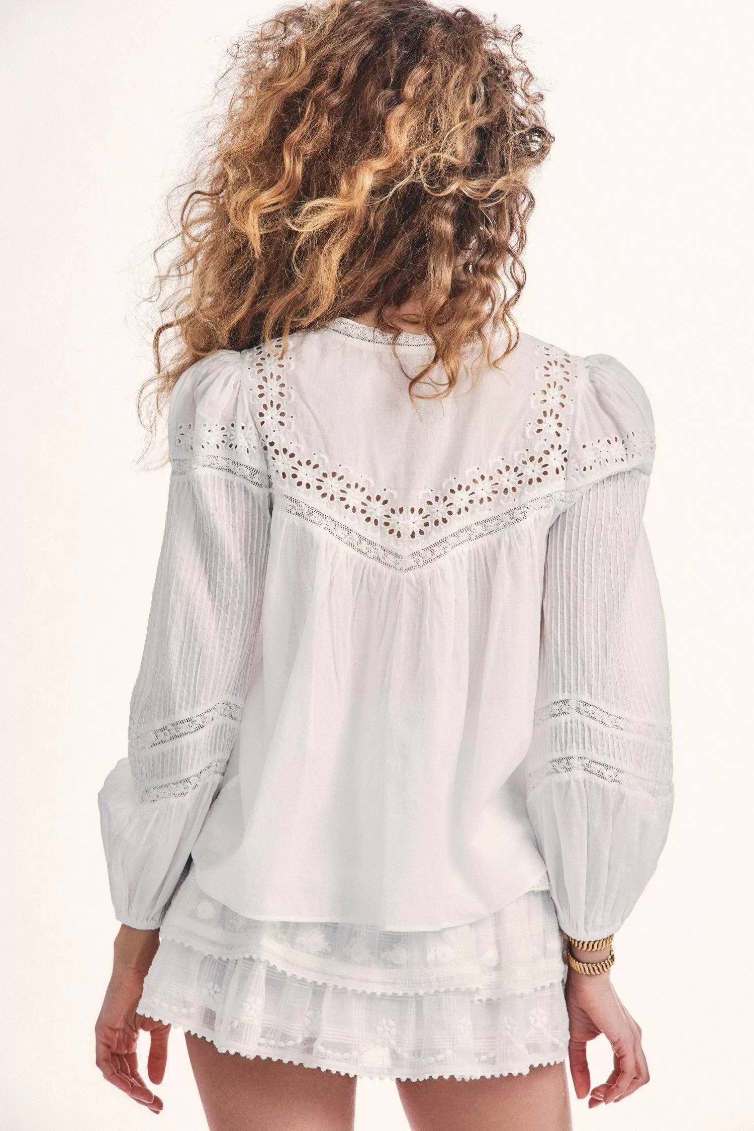 Badyn broderie anglaise-trimmed cotton-voile blouse