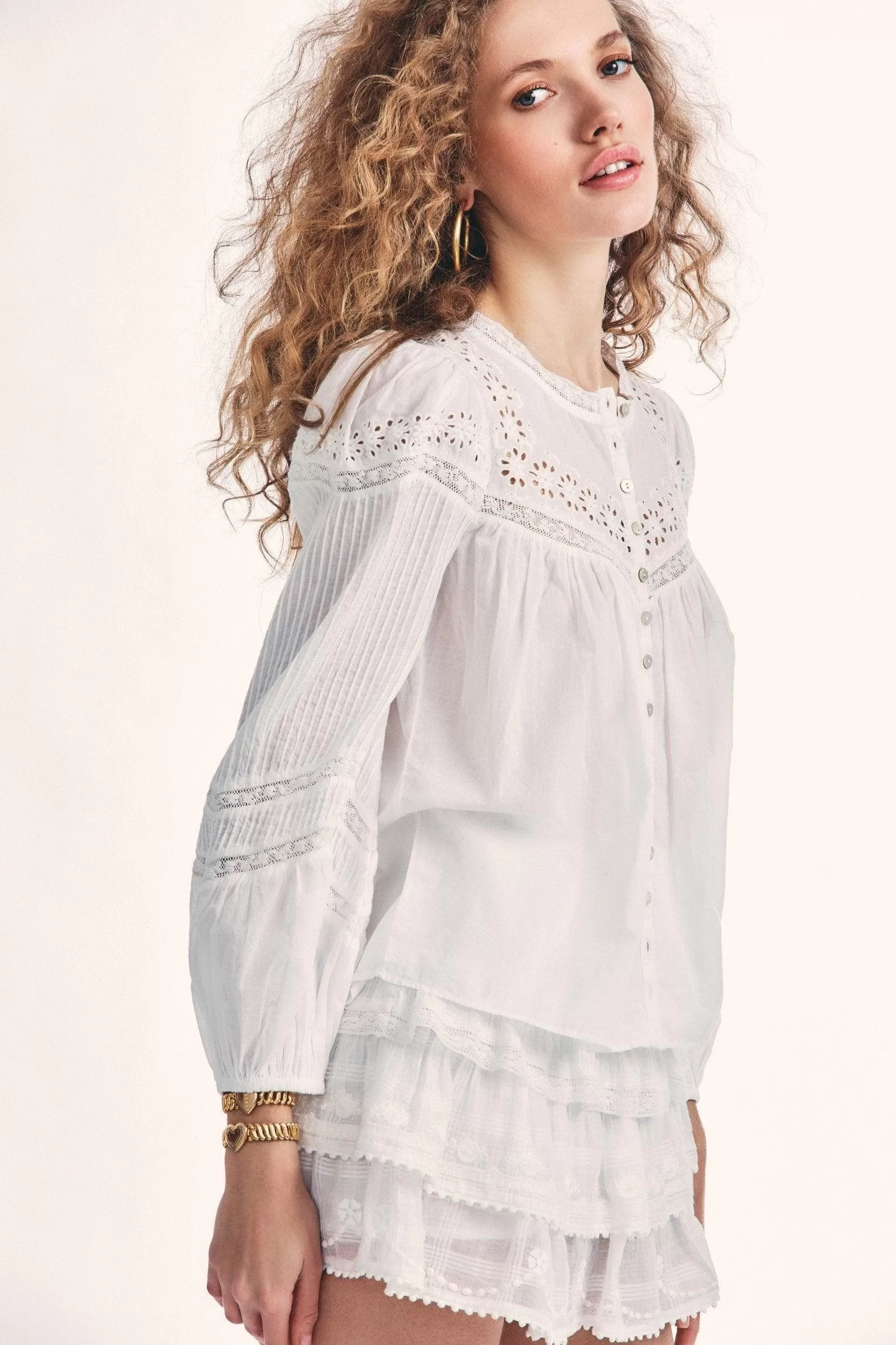 Badyn broderie anglaise-trimmed cotton-voile blouse