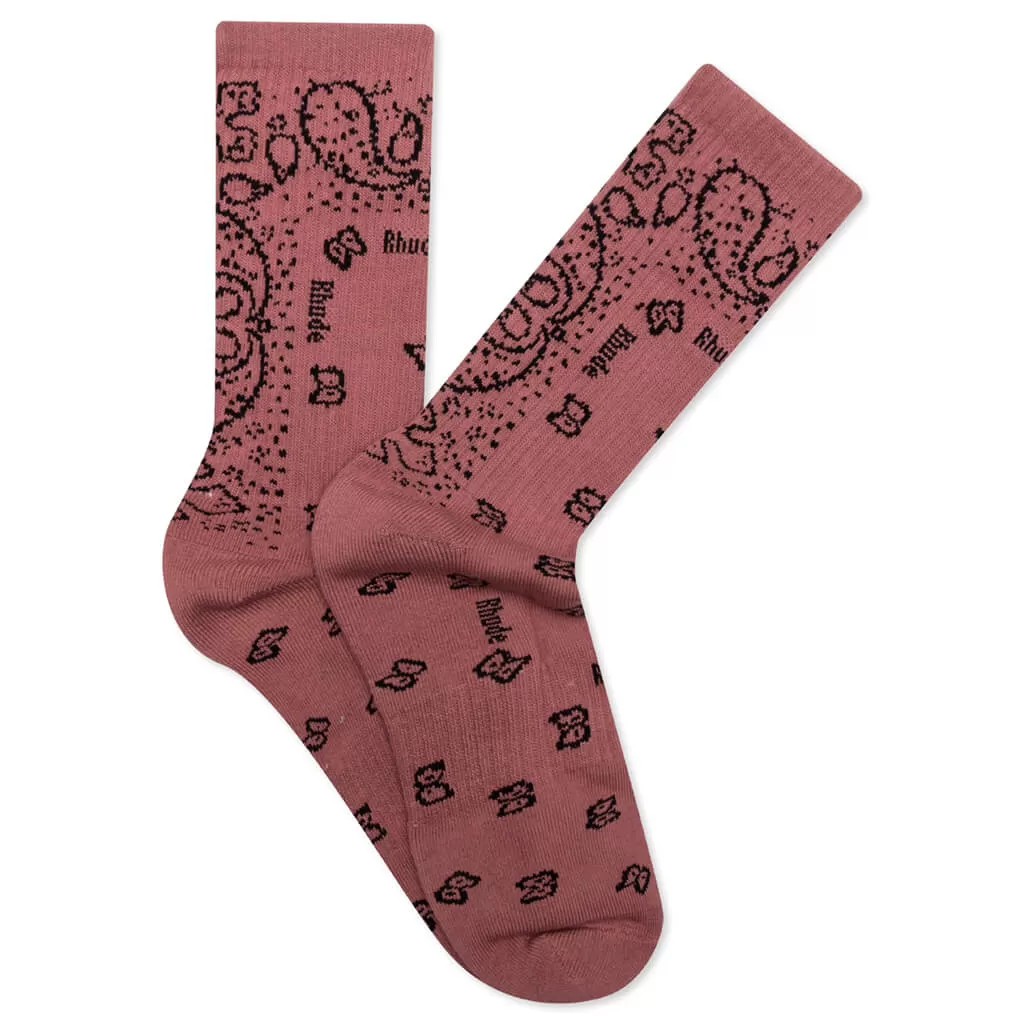 Bandana Jacquard Sock - Mauve