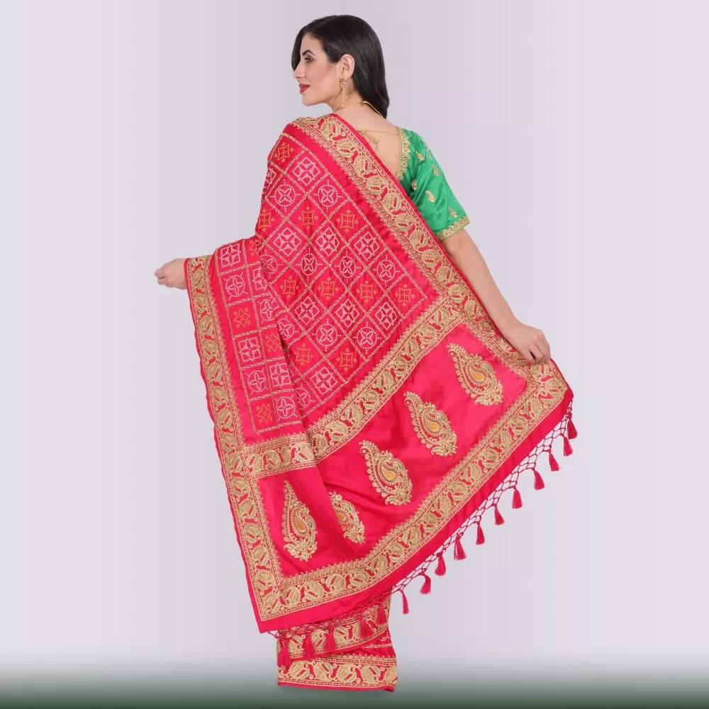 Bandhani Print Gharchola in Red