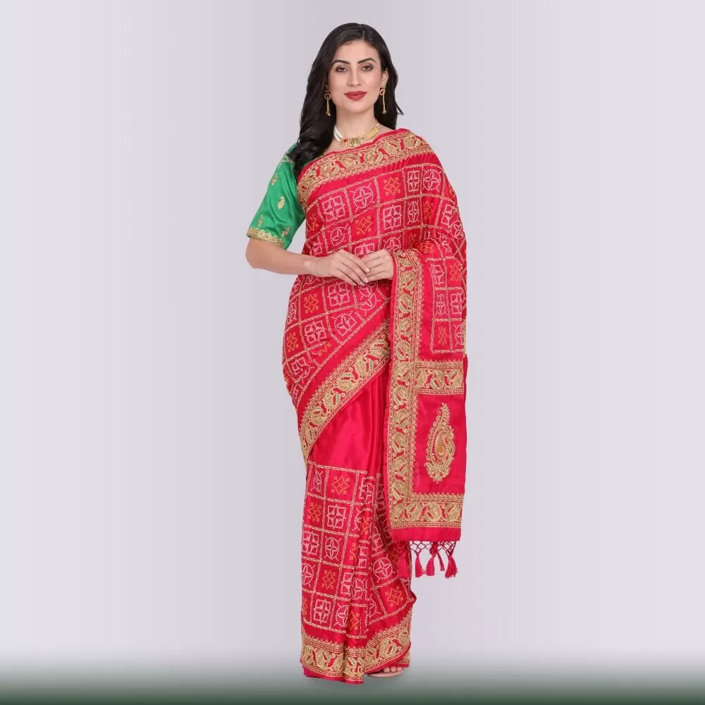 Bandhani Print Gharchola in Red