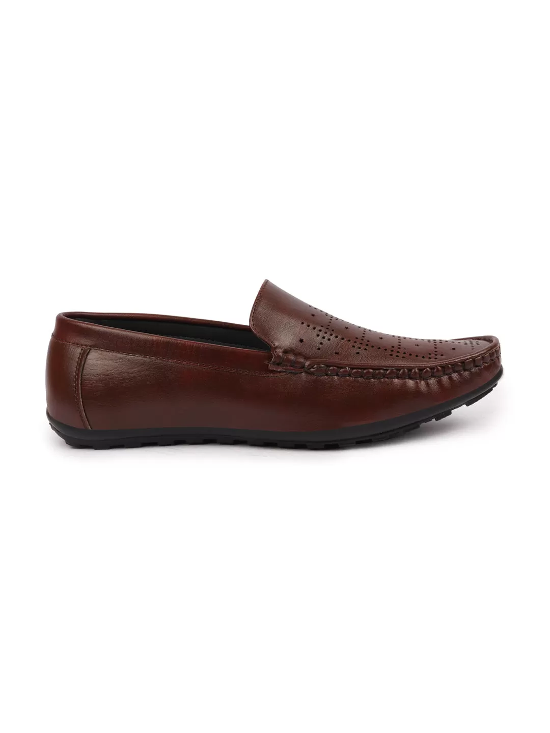 Basics Men Brown Casuals Flexible Hand Stitched Slip On Shoes Moccasin and Loafers