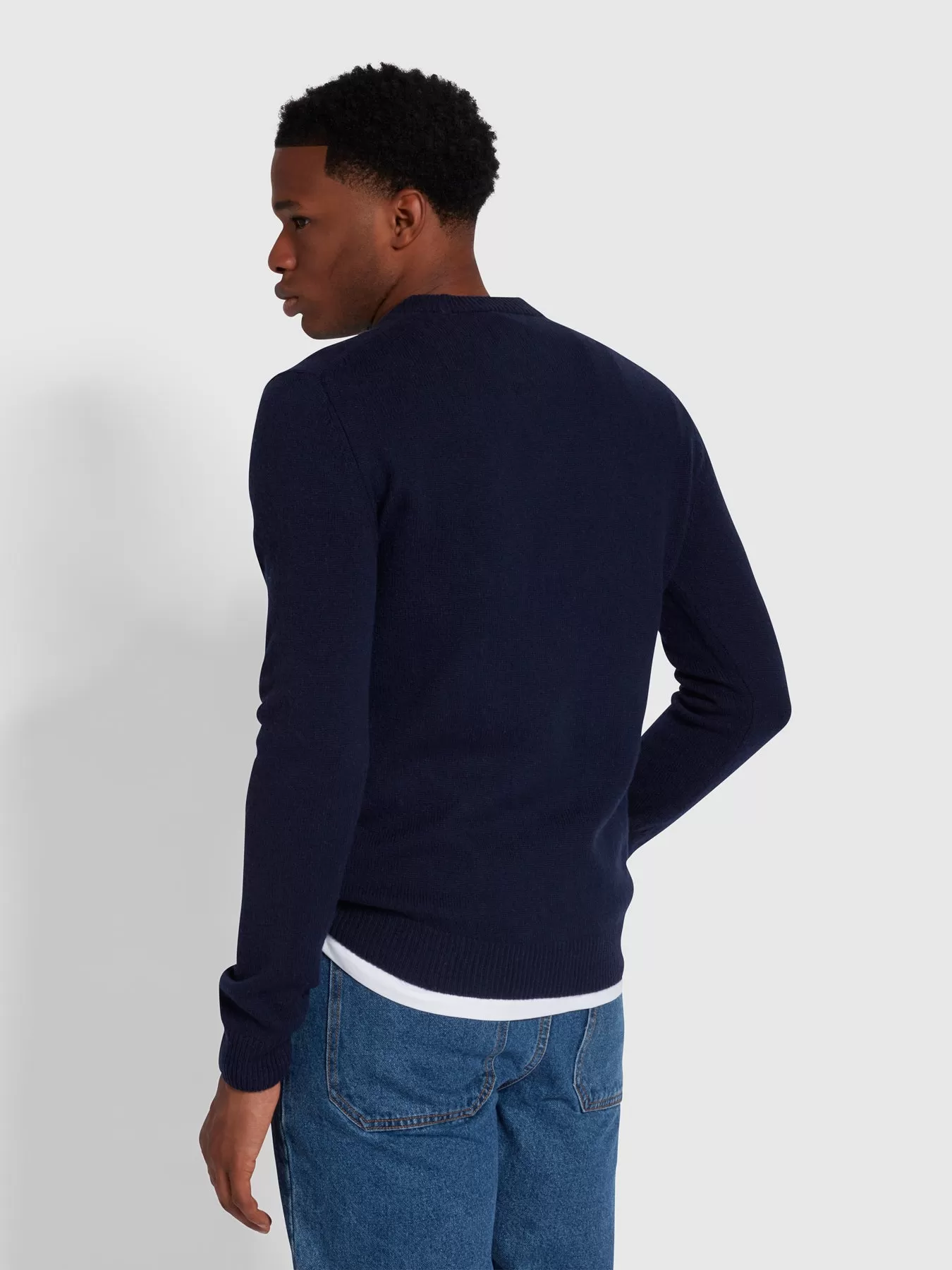 Birchall Slim Fit Crew Neck Jumper In True Navy