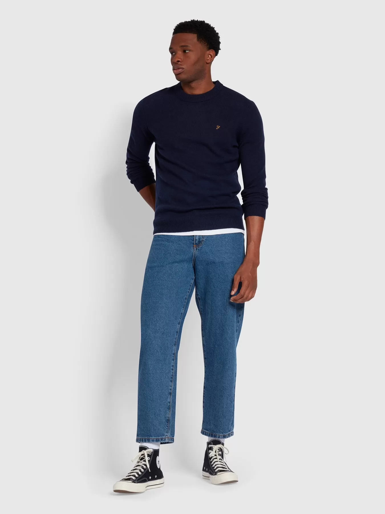 Birchall Slim Fit Crew Neck Jumper In True Navy