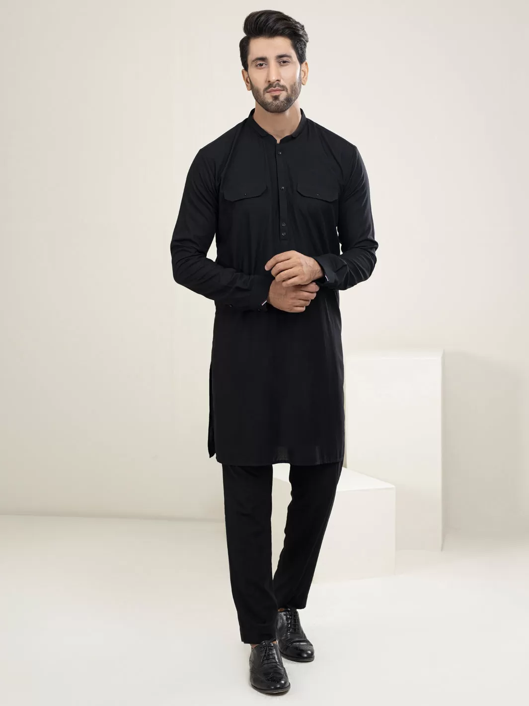 Black Blended Kurta Trouser - AL-KT-2969