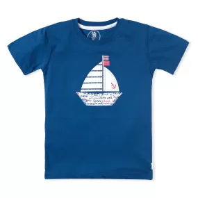 Blue Boat Graphic T-Shirt