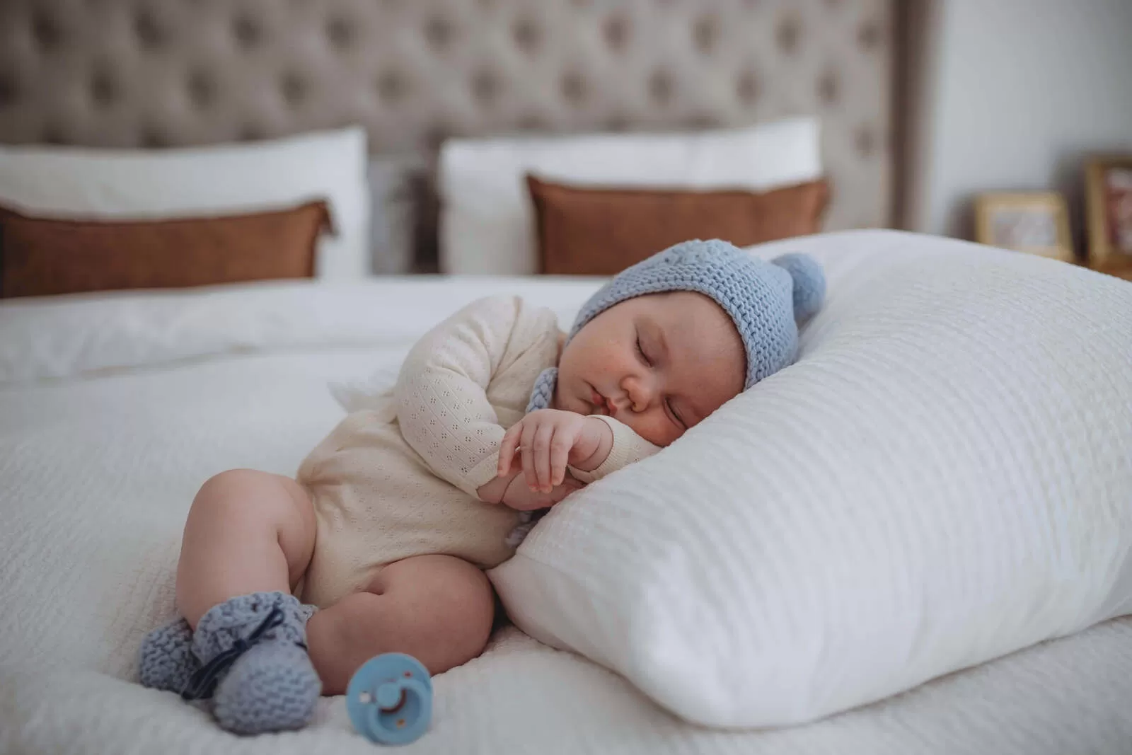 Blue Merino Wool Bonnet & Booties