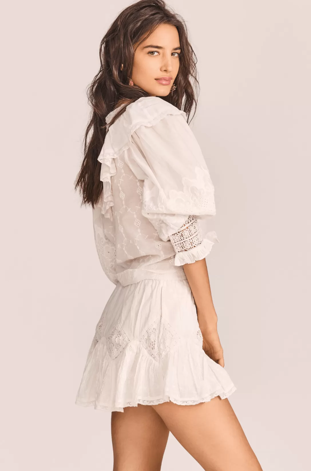 Bunnie Embroidered Lace Trimmed Blouse