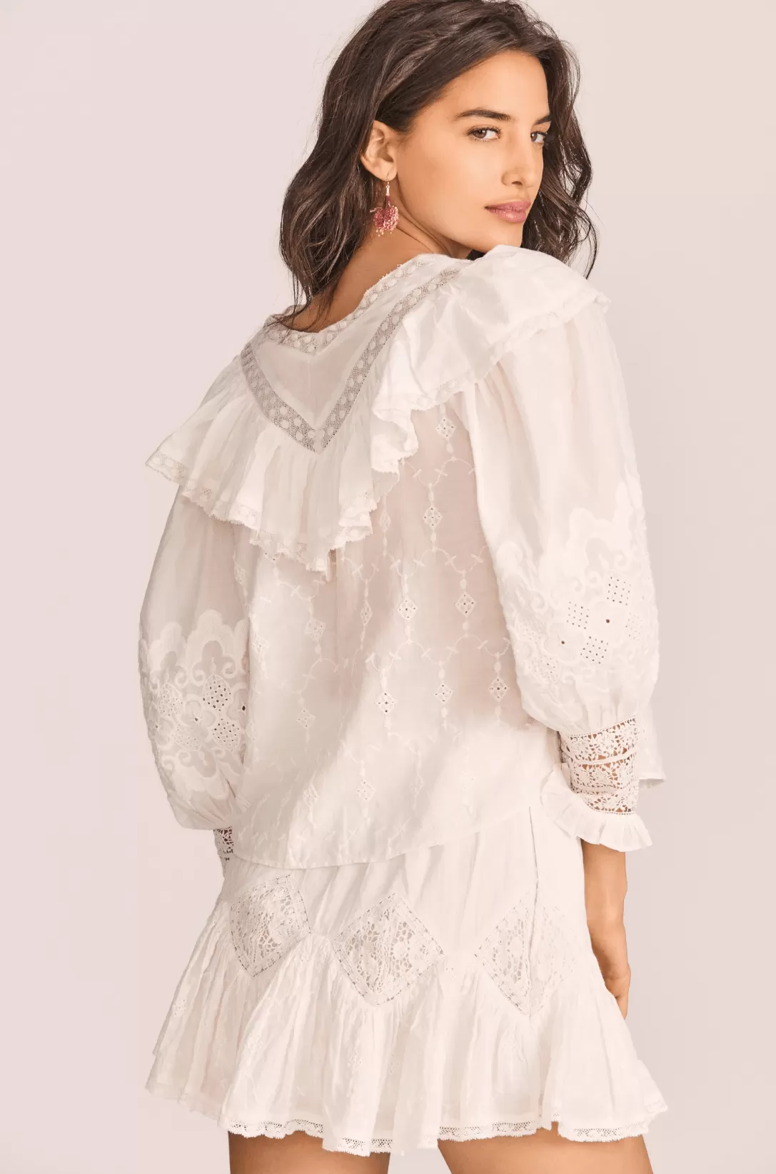 Bunnie Embroidered Lace Trimmed Blouse